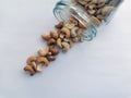 Cashew on white table closeup background Royalty Free Stock Photo