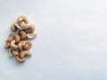 Cashew on white table closeup background Royalty Free Stock Photo