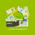 Cashflow management cartoon illustration