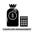 cashflow management icon, black vector sign with editable strokes, concept illustration