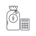 Cashflow management icon, linear isolated illustration, thin line vector, web design sign, outline concept symbol with