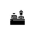 Cashier black icon concept. Cashier flat vector symbol, sign, illustration. Royalty Free Stock Photo