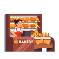 Cashier at bread bakery store at checkout counter Royalty Free Stock Photo