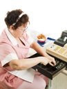 Cashier in Cafeteria Royalty Free Stock Photo