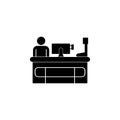 cashier at the cashier's desk icon. Element of market icon for mobile concept and web apps. Detailed cashier at the cashier's de