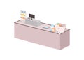 Cashier desk flat color vector object. Cash register. Royalty Free Stock Photo