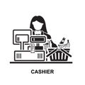 Cashier icon. Supermarket cash desk cashier isolated on background Royalty Free Stock Photo