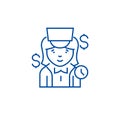 Cashier line icon concept. Cashier flat vector symbol, sign, outline illustration.