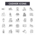 Cashier line icons, signs, vector set, outline illustration concept