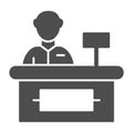 Cashier solid icon. Supermarket cashier vector illustration isolated on white. Cash glyph style design, designed for web