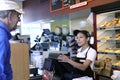 Cashier takes order