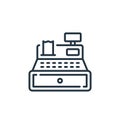 cashier vector icon isolated on white background. Outline, thin line cashier icon for website design and mobile, app development.