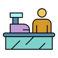 Cashier work place icon color outline vector Royalty Free Stock Photo