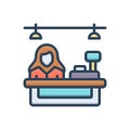 Color illustration icon for Cashiers, clerk and retail