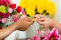 Cashless - Flower purchase with credit card Royalty Free Stock Photo