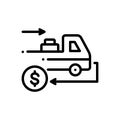 Black line icon for Cashondelivery, deliver and vehicle Royalty Free Stock Photo