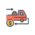 Color illustration icon for Cashondelivery, deliver and receive