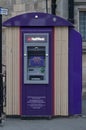 Cashpoint (ATM) on a street corner in Whitby. North Yorkshire. Royalty Free Stock Photo