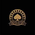 Elegant Luxury Gold Spade Roulette Dice Gaming Gambling Bet Logo Design