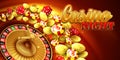 Casino background with chips, craps and roulette