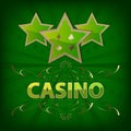 Casino background with green stars and ornate pattern Royalty Free Stock Photo
