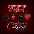 Casino background with lucky seven symbol and gaming elements Royalty Free Stock Photo