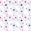 Casino background, playing cards, aces on a white background. Seamless pattern vector Royalty Free Stock Photo