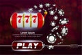 Casino background roulette wheel with playing chips. Online casino poker table concept design. Slot machine with lucky Royalty Free Stock Photo