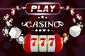 Casino background roulette wheel with playing chips. Online casino poker table concept design. Slot machine with lucky Royalty Free Stock Photo