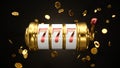 Casino background. Slot machine. Online casino concept. Falling poker chips. 3d rendering Royalty Free Stock Photo