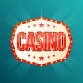 Casino banner. Retro light frame with glowing lamps Royalty Free Stock Photo