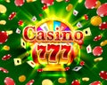 Casino 777 big win slots and fortune banner. Royalty Free Stock Photo