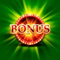 Casino bonus banner on a bright green background. Royalty Free Stock Photo