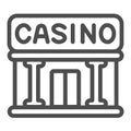 Casino building with columns, entrance line icon, gamblimg concept, gambling house vector sign on white background Royalty Free Stock Photo