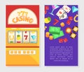 Casino Business Card Template, Gambling Advertising Banner, Poster Cartoon Vector Illustration Royalty Free Stock Photo