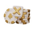 casino cancel cross button 3d render minimal creative gambling illustration