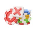 casino cancel cross button 3d render minimal creative gambling illustration