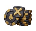 casino cancel cross button 3d render minimal creative gambling illustration