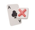 casino cancel cross button 3d render minimal creative gambling illustration Royalty Free Stock Photo
