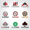 Casino and card poker logo sign vector set design