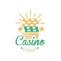 Casino and card poker logo, vintage gambling badge or emblem vector Illustration