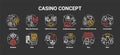 Casino chalk concept icons set. Online games of chance and bonuses idea. Slot machines, card games, roulette. Gambling Royalty Free Stock Photo