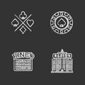 Casino chalk icons set