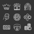 Casino chalk icons set