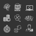 Casino chalk icons set Royalty Free Stock Photo