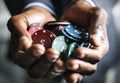 Casino Chip on a Businessman Hands Royalty Free Stock Photo