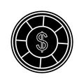casino chip with dollar icon. Element of Casino for mobile concept and web apps icon. Glyph, flat icon for website design and Royalty Free Stock Photo