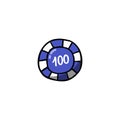 Casino chip doodle icon, vector illustration