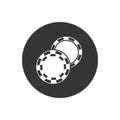 Casino chip flat white icon poker chip vector icon Royalty Free Stock Photo
