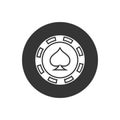 Casino chip flat white icon poker chip vector icon Royalty Free Stock Photo